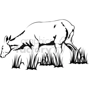 The clipart image depicts a stylized silhouette of an elk with prominent antlers. It is standing in a patch of grass.