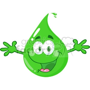 Royalty Free RF Clipart Illustration Happy Eco Green Drop With Welcoming Open Arms