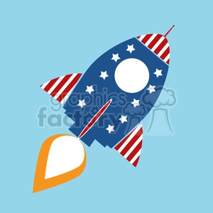 8315 Royalty Free RF Clipart Illustration Retro Rocket With USA Flag Concept Vector Illustration