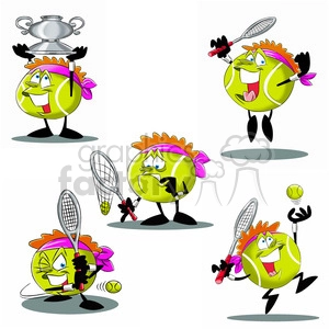 terry the tennis ball cartoon character clip art image set