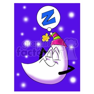 rocky the cartoon moon character sleeping