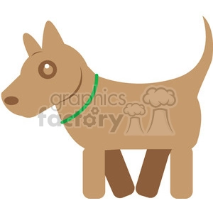 The clipart image depicts a stylized, cartoon-like depiction of a brown dog with a green collar.