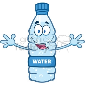 illustration cartoon ilustation of a water plastic bottle mascot character with open arms wanting a hug vector illustration isolated on white background