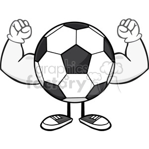 soccer ball faceless cartoon mascot character flexing vector illustration isolated on white background