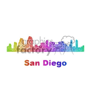 city skyline vector clipart USA San Diego