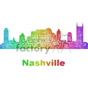 city skyline vector clipart USA Nashville