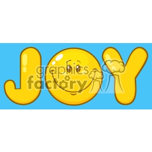 10846 Royalty Free RF Clipart Joy Yellow Logo With Smiley Face Cartoon Character Vector With Blue Background