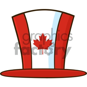 Royalty Free RF Clipart Illustration Canadian Maple Leaf Top Hat Line Cartoon Drawing Vector Illustration Isolated On White Background
