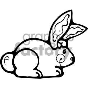 In the clipart image, there is a stylized line drawing of a rabbit or bunny. The rabbit is depicted in profile with its characteristic large ears, round body, and adorable facial features clearly outlined.