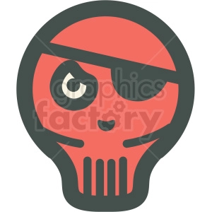 red skull with eye patch halloween vector icon image