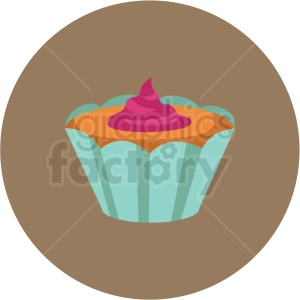 cupcake vector flat icon clipart with circle background