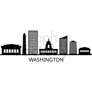 black washington city skyline vector design with label
