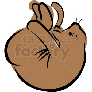 The clipart image depicts a cartoonish brown cat in a playful or yoga-like pose, with its back curved and its paws stretched toward the back of its head as if it were stretching or performing a yoga pose.