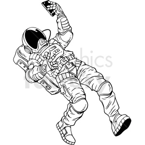 black and white astronaut taking selfie vector clipart