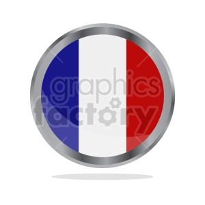 The image is a clipart of a circular badge with the design of the French flag, represented by three vertical bands of blue, white, and red.