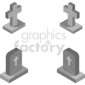 isometric tombstone vector icon clipart 2