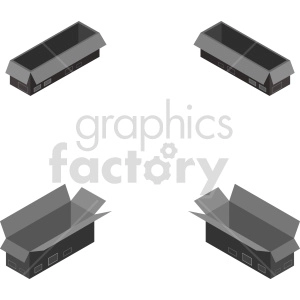isometric black box vector icon clipart 2
