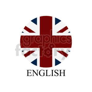 The image shows a stylized roundel with a design that appears to incorporate elements from the flag of the United Kingdom, also known as the Union Jack, with a prominent red cross which is characteristic of the St. George's Cross, representing England. Below the roundel, the word ENGLISH is written in capital letters, suggesting that the image might be related to the English language or culture.