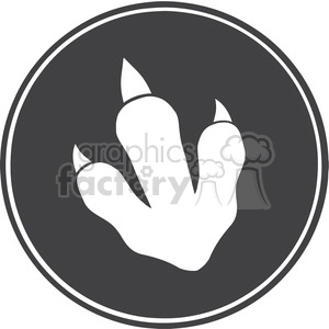 8770 Royalty Free RF Clipart Illustration Dinosaur Paw Print Circle Label Design Vector Illustration
