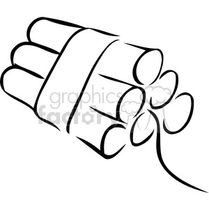 The image is a black and white clipart of a bundle of dynamite sticks. Six sticks in total, bound together with a visible fuse.