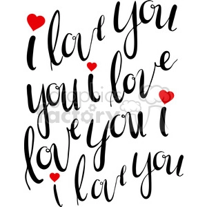 i love you calligraphy typography illustration red hearts