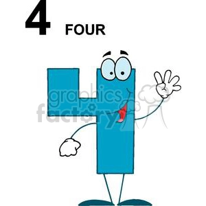 Smiling Number 4 Holding up Four Fingers