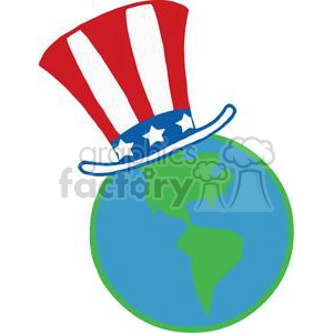 A Blue And Green Globe with American Patriotic Hat