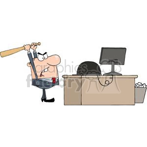 3312-Angry-Businessman-With-Baseball-Bat-In-Office