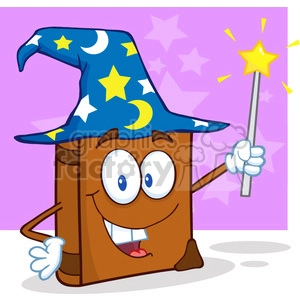 4689-Royalty-Free-RF-Copyright-Safe-Wizard-Book-Cartoon-Character-Holding-A-Magic-Wand
