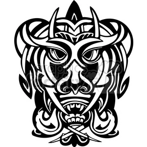 ancient tiki face masks clip art 002