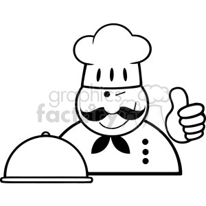 Royalty-Free-RF-Clipart-Winked-Chef-Logo-With-Platter-Showing-Thumbs-Up