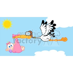 RF Stork Delivering A Newborn Baby Girl