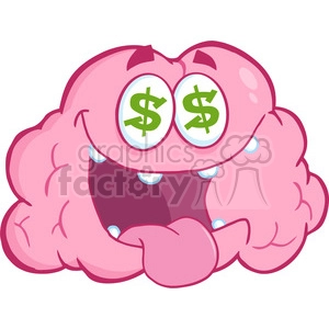 5829 Royalty Free Clip Art Money Loving Brain Cartoon Character