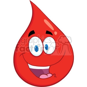 6169 Royalty Free Clip Art Smiling Red Blood Drop Cartoon Character