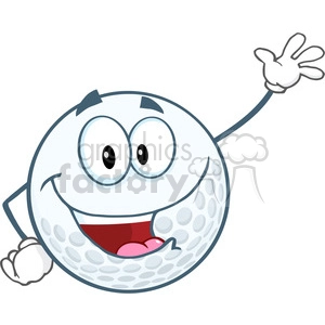 6485 Royalty Free Clip Art Happy Golf Ball Cartoon Character Waving For Greeting