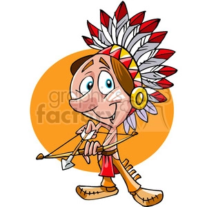 Native American guy bow and arrow cartoon