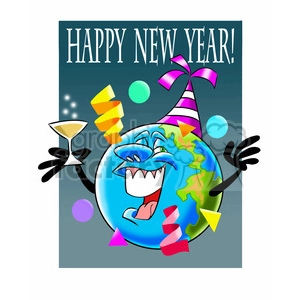 happy new year earth cartoon