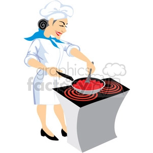 female chef cooking