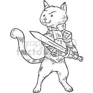 cat knight vector illustration