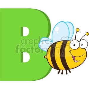 Royalty Free RF Clipart Illustration Funny Cartoon Alphabet B With Bee