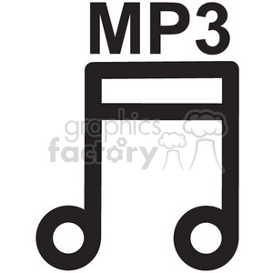 The image is a simple clipart representation of the letters MP3 integrated with a stylized musical note, likely indicating MP3 music files or audio format.
