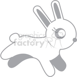 The image appears to be a simple, stylized illustration of a bunny rabbit. It has prominent long ears, a round body, and is depicted in a side profile with a playful or cartoonish design.
