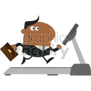 businessman cartoon character with briefcase running on a treadmill modern flat design vector illustration isolated on white