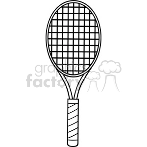 black and white cartoon tennis racket vector illustration isolated on white