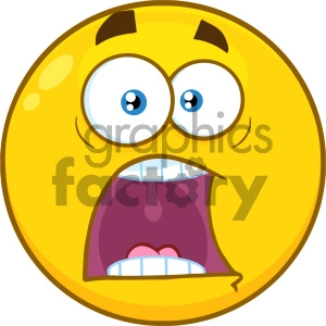 Royalty Free RF Clipart Illustration Funny Yellow Cartoon Smiley Face Character With Expressions A Panic Vector Illustration Isolated On White Background