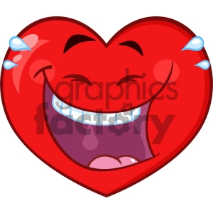 Laughing Red Heart Cartoon Emoji Face Character With Expression Vector Illustration Isolated On White Background