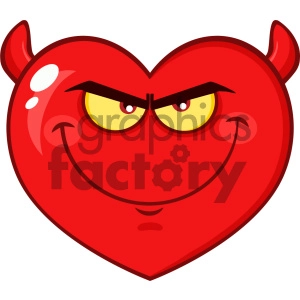 Devil Red Heart Cartoon Emoji Face Character With Smiling Expression Vector Illustration Isolated On White Background