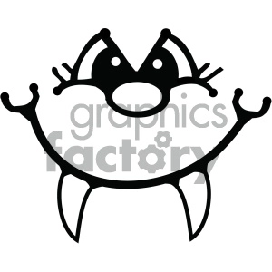 black and white cartoon face with fangs