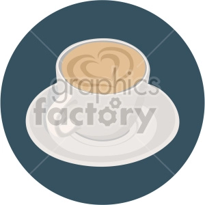 latte cup with heart design for valentines on circle background