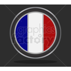 The clipart image displays the national flag of France, set within a circular frame. The flag displays its characteristic three vertical stripes: blue on the hoist side, white in the middle, and red on the fly side.